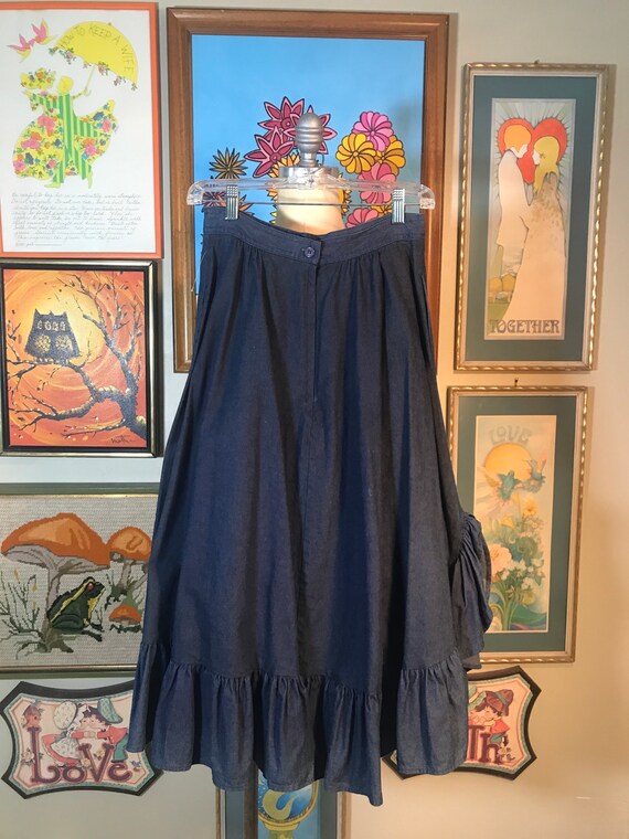 Circle T by Marilyn Lenox 1970's Blue Denim Flare… - image 4