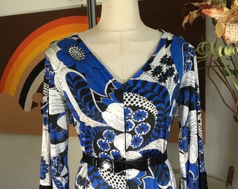 1960's Op Art Floral Print Jumpsuit