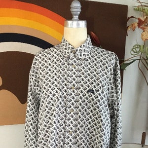Ted Lapidus Paris 1980&#39;s Men&#39;s Geometric Print Shirt