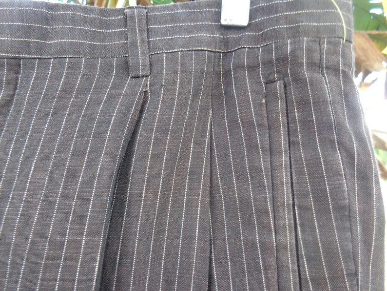 Studio Milano Italy Pure Linen Mens Brown White Pin Stripe Suit image 8