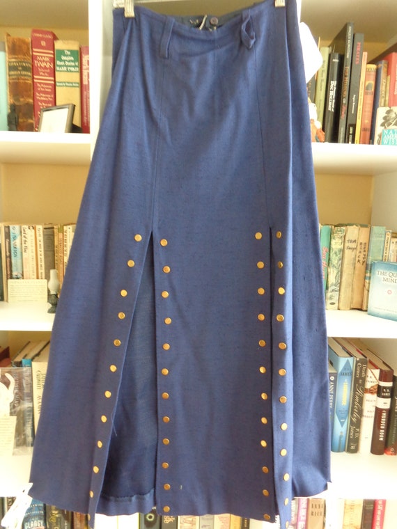 1970s Maxi Skirt                      Navy Blue L… - image 2