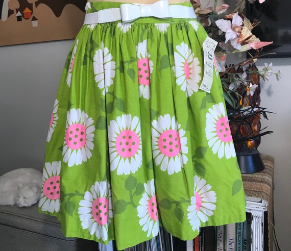 1960s Floral Cotton Skirt - image 1