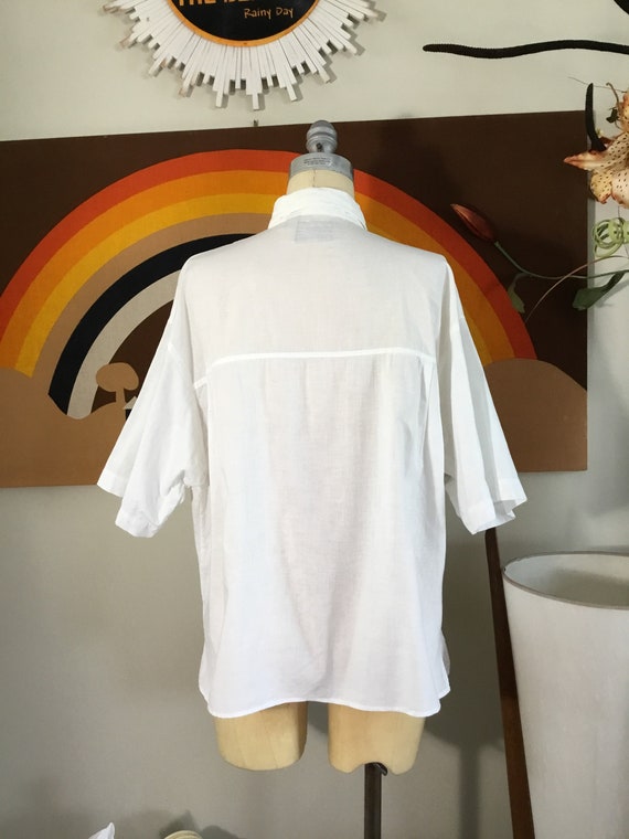 Sasson 1980's Unisex White Cotton Shirt - image 4