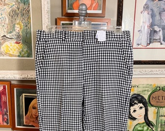 Vintage 90s Gap Black and White Gingham High Waisted Pants/ US 6