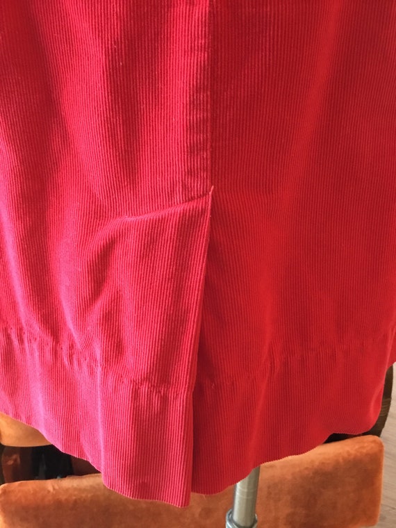1970's Corduroy Jumper Red Cotton Dress - image 8