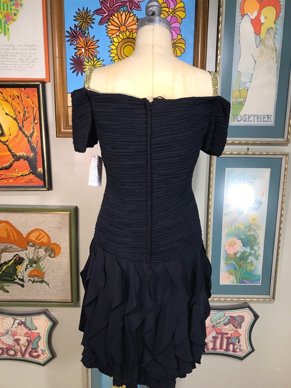 1980's Ruched & Ruffled Club dress - image 6