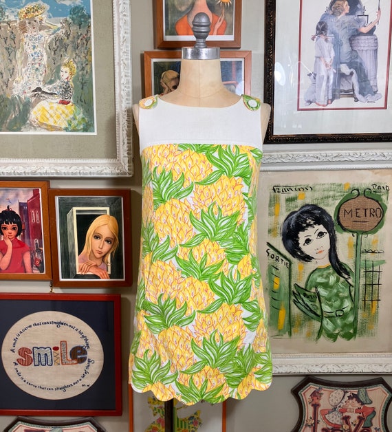 Lilly Pulitzer 1990's Green & Yellow Floral Print… - image 2