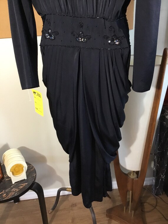 1980’s Black Ruched Dress - image 4