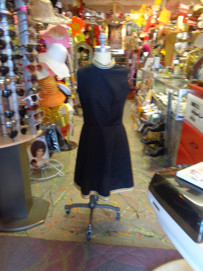 1970/'s Black Polyester Dress