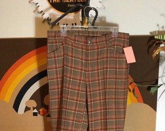 Cuffs Mann 1970's Plaid Bell Bottom Pants - Dead Stock