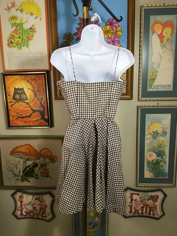 1950’s Vintage Spaghetti Strap Gingham Checked Dr… - image 4