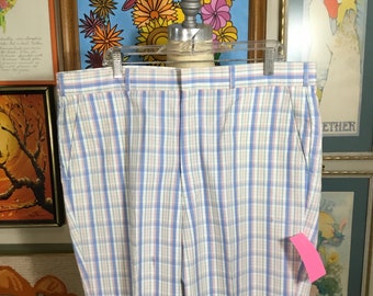 Thomson 1970’s Men’s Pink & Blue Plaid Golf Pants