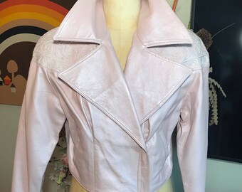 Julian K 1980's Pink Pearl Leather jacket