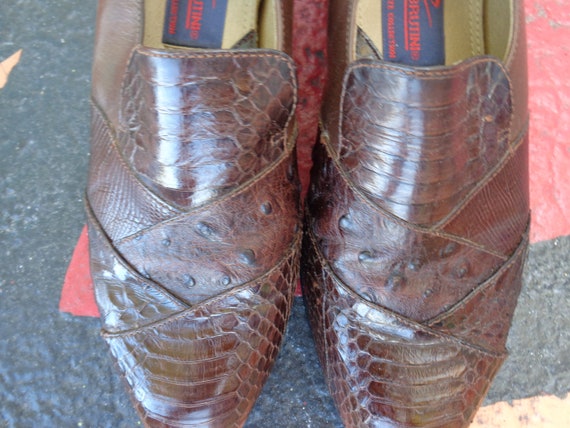 Giorgio Brutini 1980's Men's Brown Snake Skin Lea… - image 1