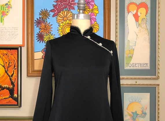 Mandarin Collar 1960's Trapeze Dress - image 1