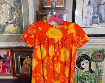 Hookano 1960's Children's Hawaiian Print Dress -