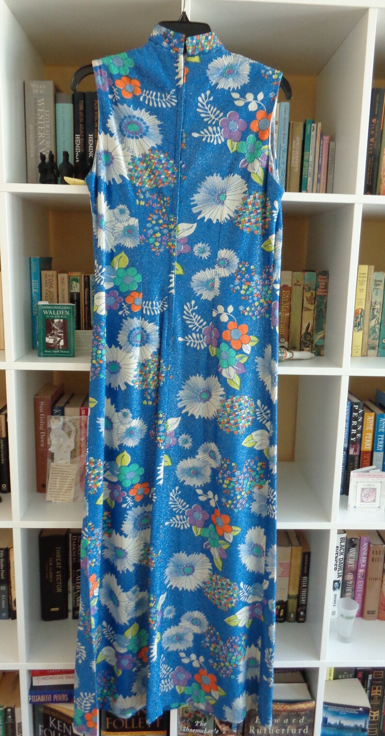 Asian style 1960's Hawaiian Lurex Floral Print Maxi Dress ...