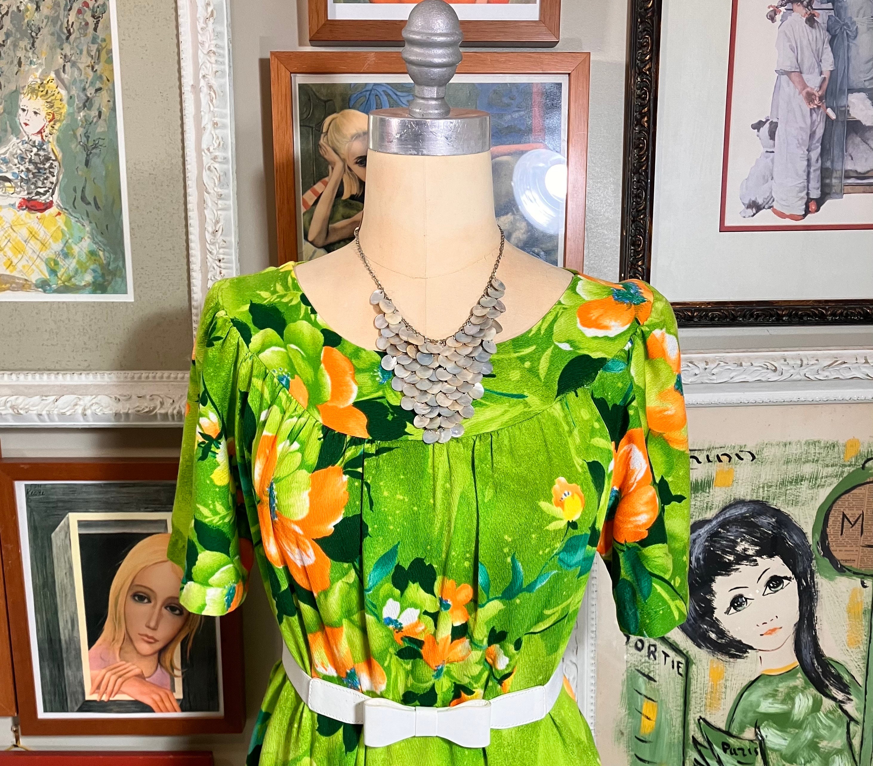 60s -70s Jewelry – Necklaces, Earrings, Rings, Bracelets 1960s Hawaiian Floral Print Shift Dress $69.00 AT vintagedancer.com