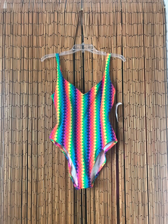 Catalina 1980s Neon Geometric One Piece Swimsuit - image 1