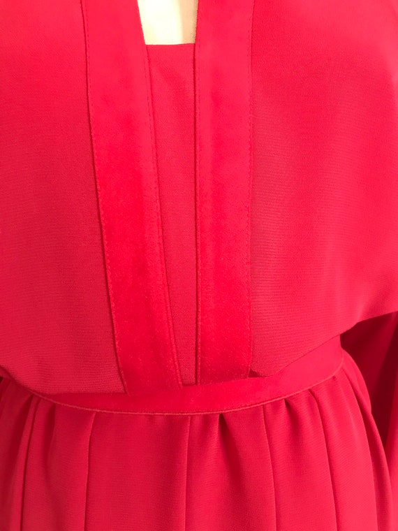 Lilli Ann 1980s Red Silk Cinch Dress - image 6