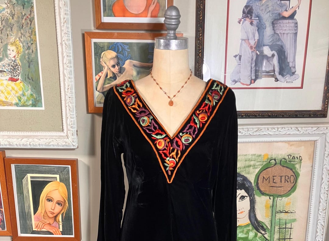 Vintage 1950s Black White Appliqué Dress by Toni Todd NWT | XS/S