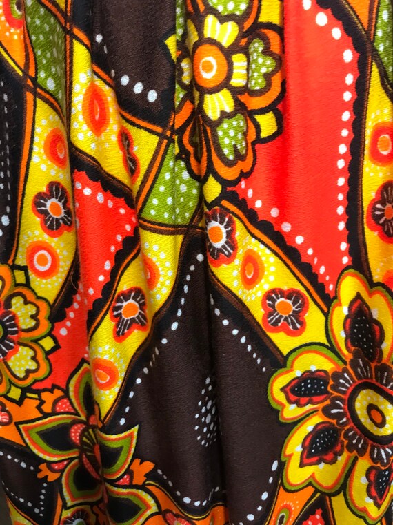 1970s Psychedelic Barkcloth handmade Maxi Skirt - image 4