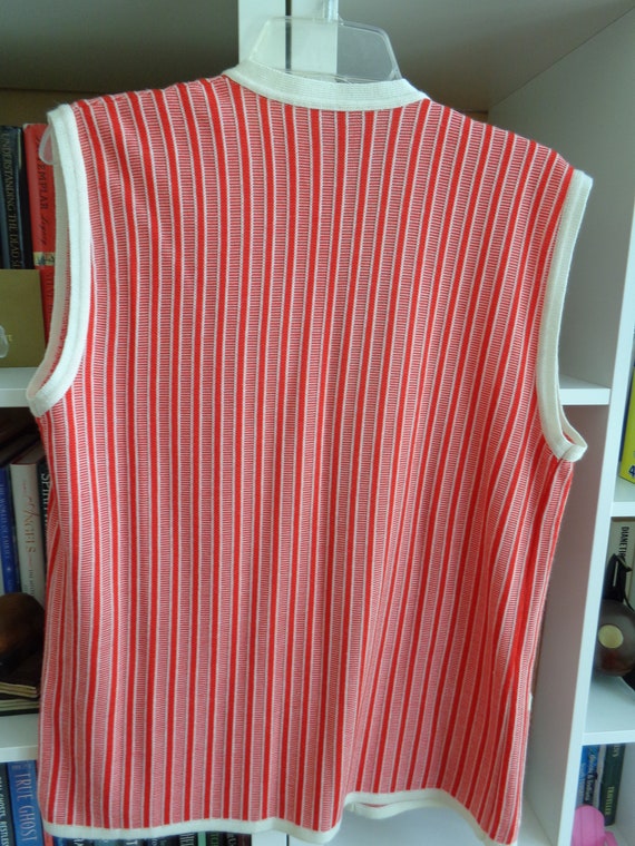 Wahls Sweden Sweater Vest 1980's Red & White Stri… - image 5