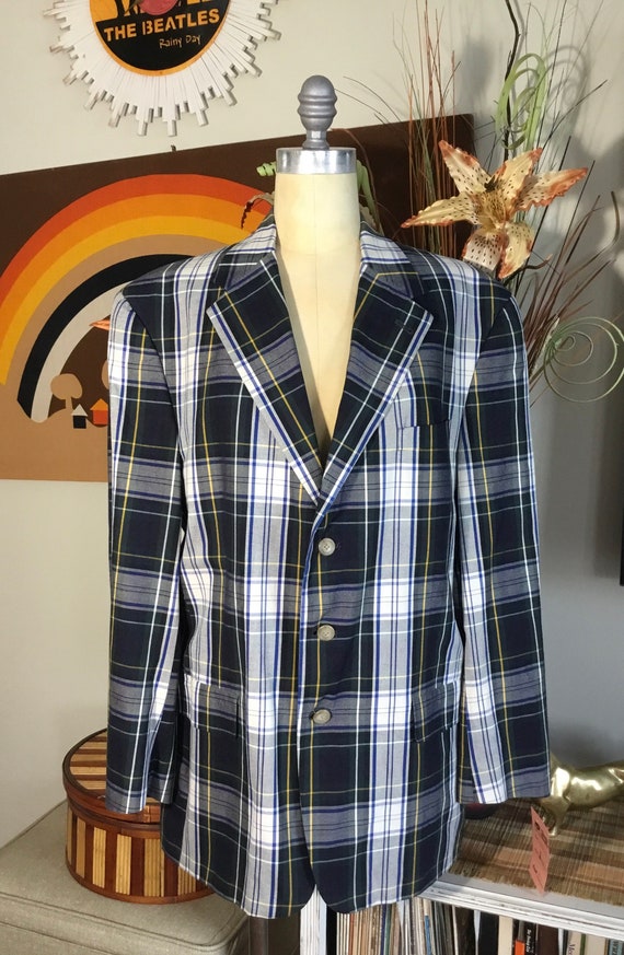 Tommy Hilfiger 1980's Men's Plaid Sports Coat (La… - image 2