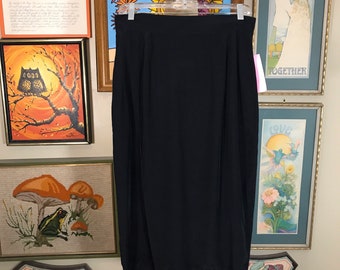 KNAPP STUDIO 1980's Vintage Black Rayon Pencil Skirt