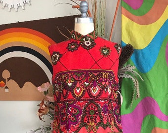 1960s Psychedelic Wool Jumper Dress