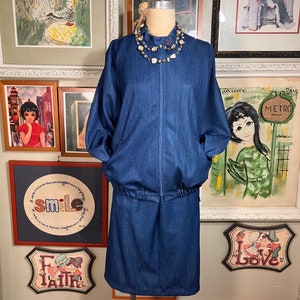 1980&#39;s 2 Piece Polyester Skirt & Jacket Set