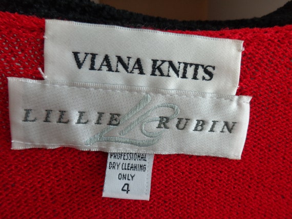 Lillie Rubin 1980's Bolero Sweater  Red & Black - image 4