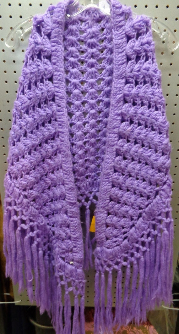 Sally Gee 1970's Hand Crocheted Shawl