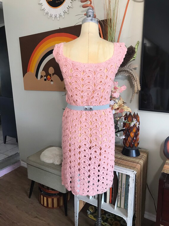 1960s Hand Crocheted Peekaboo Dress - image 4