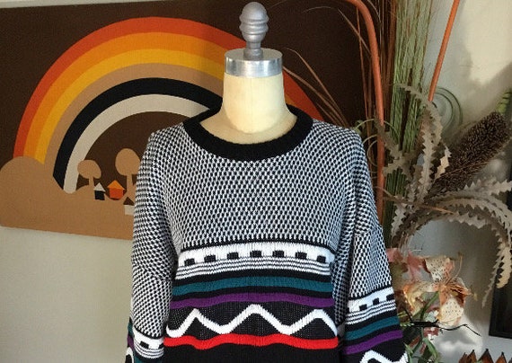 Atlas 1980's Unisex Multi Color Winter Sweater - image 1