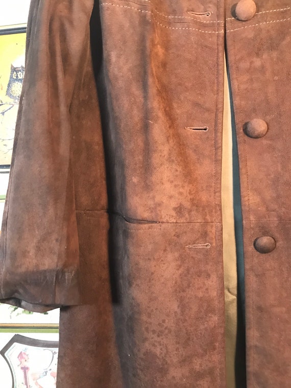1960's Ladies Brown Suede Winter Coat w/mink coll… - image 7