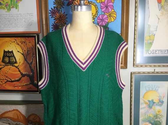 Fila Italy 1980’s Men’s Kelly Green Wool Blend Sw… - image 1