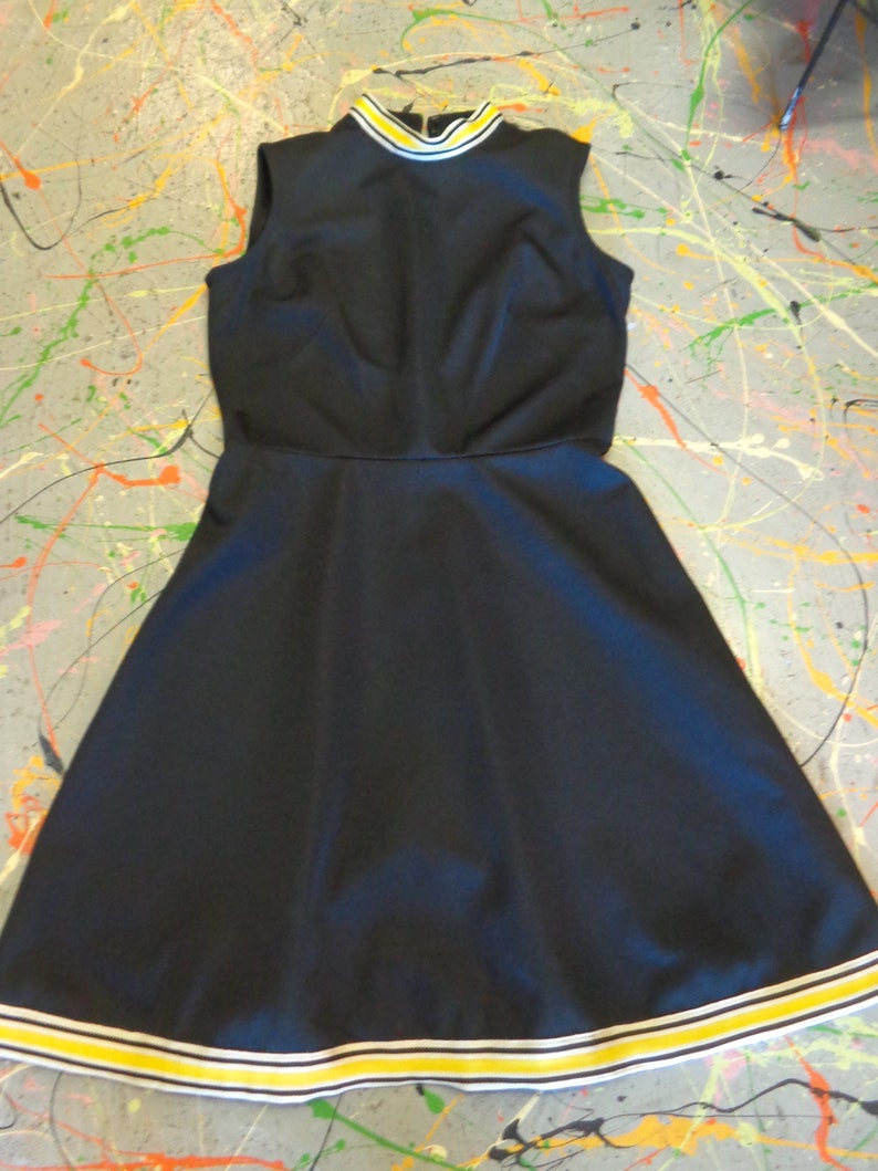 1970/'s Black Polyester Dress