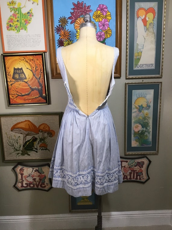 1950’s-60’s Vintage baby blue & white striped sum… - image 3