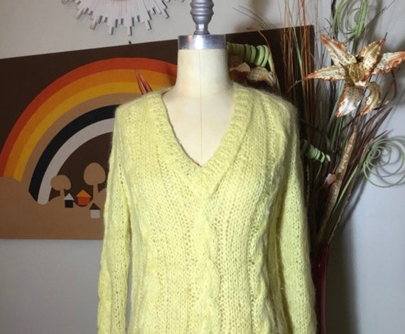 Hand Knit Italian 1960's Mohair Sweater - image 1