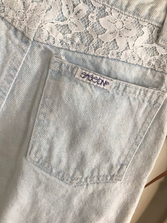 Sasson 1980'S Acid Wash Denim Jeans With Lace - image 4