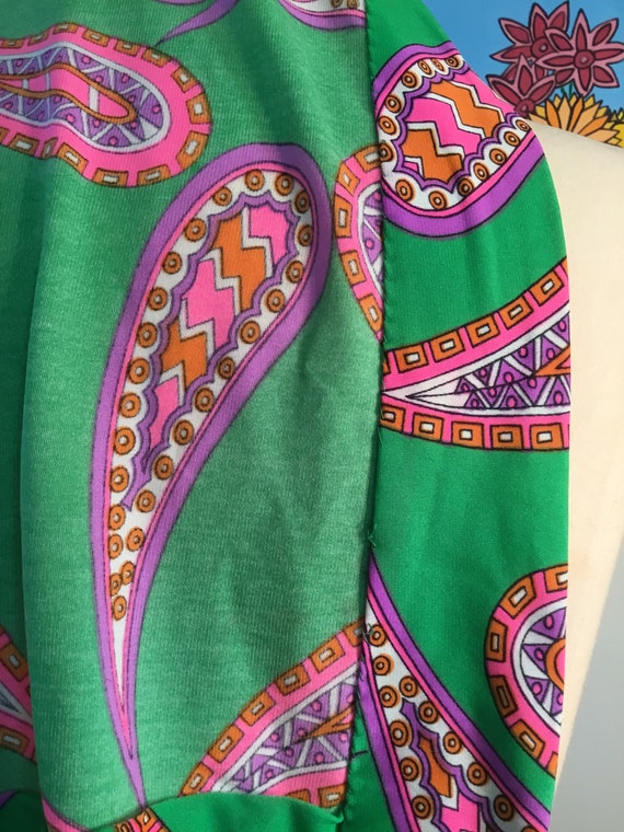 Lillie Rubin 1970’s Green Paisley Maxi Dress (sma… - image 7