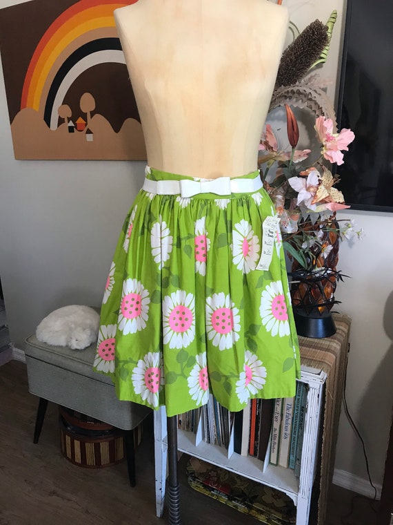 1960s Floral Cotton Skirt - image 2