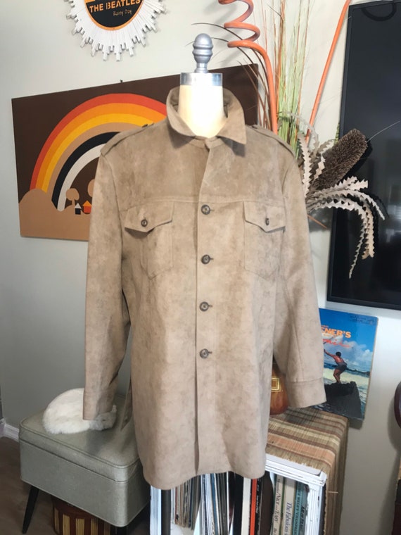 1970s Ultra Suede Leisure Jacket Camel Unisex But… - image 2