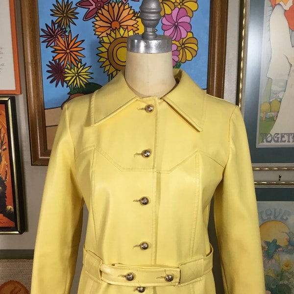 Italian 1970’s Ladies Yellow Vinyl Coat