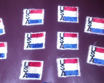 Vintage Iron On - Lot Of 10 U.S.A  American Flag Patches - Applique - New Old Stock -