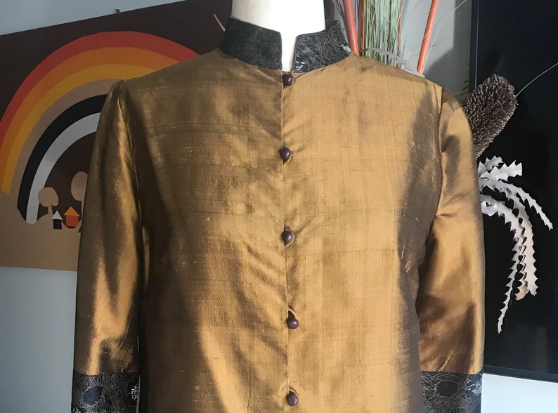 1960s Antique Gold Raw Silk Nehru Dress Etsy Il 794xN.2906419099 Qmfd