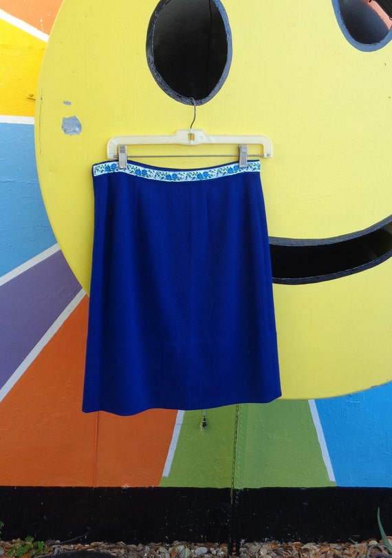 1970's Italian Wool Skirt Royal Blue ( Small)