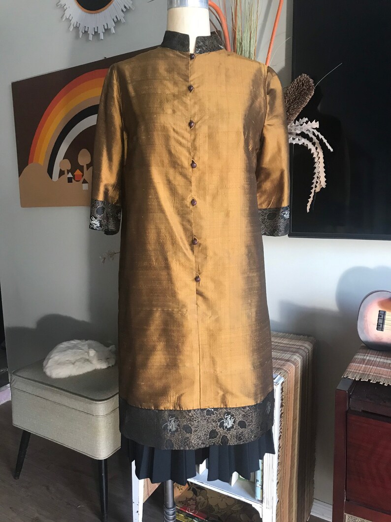 1960s Antique Gold Raw Silk Nehru Dress Etsy Il 794xN.2858746754 44br