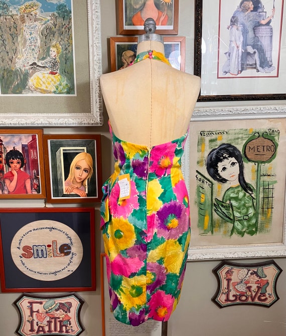 Cache  1980's Dress Jeweltone Impressionistic Pri… - image 3